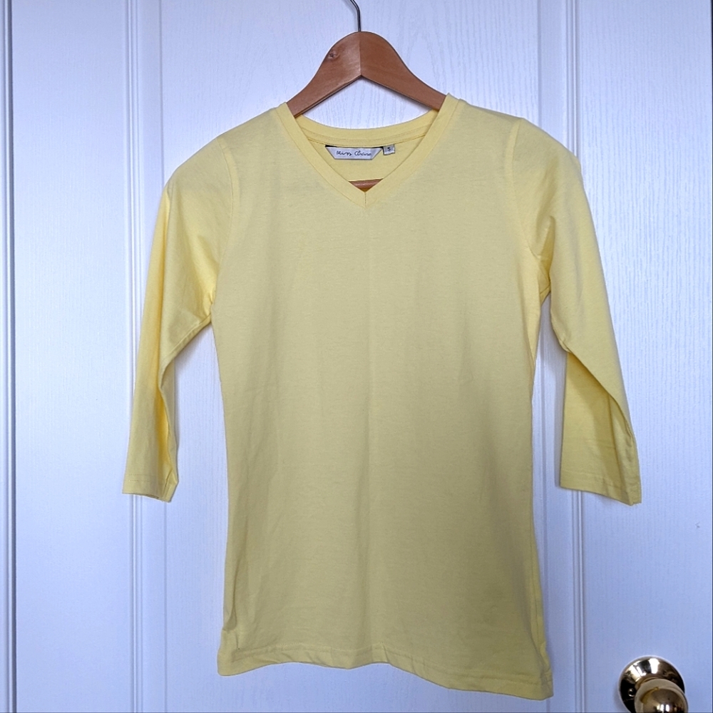 Pale Sunshine Yellow V-neck Top